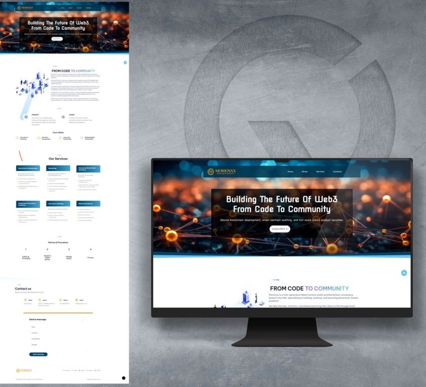 تصميم موقع تعريفي لشركة Moriovax